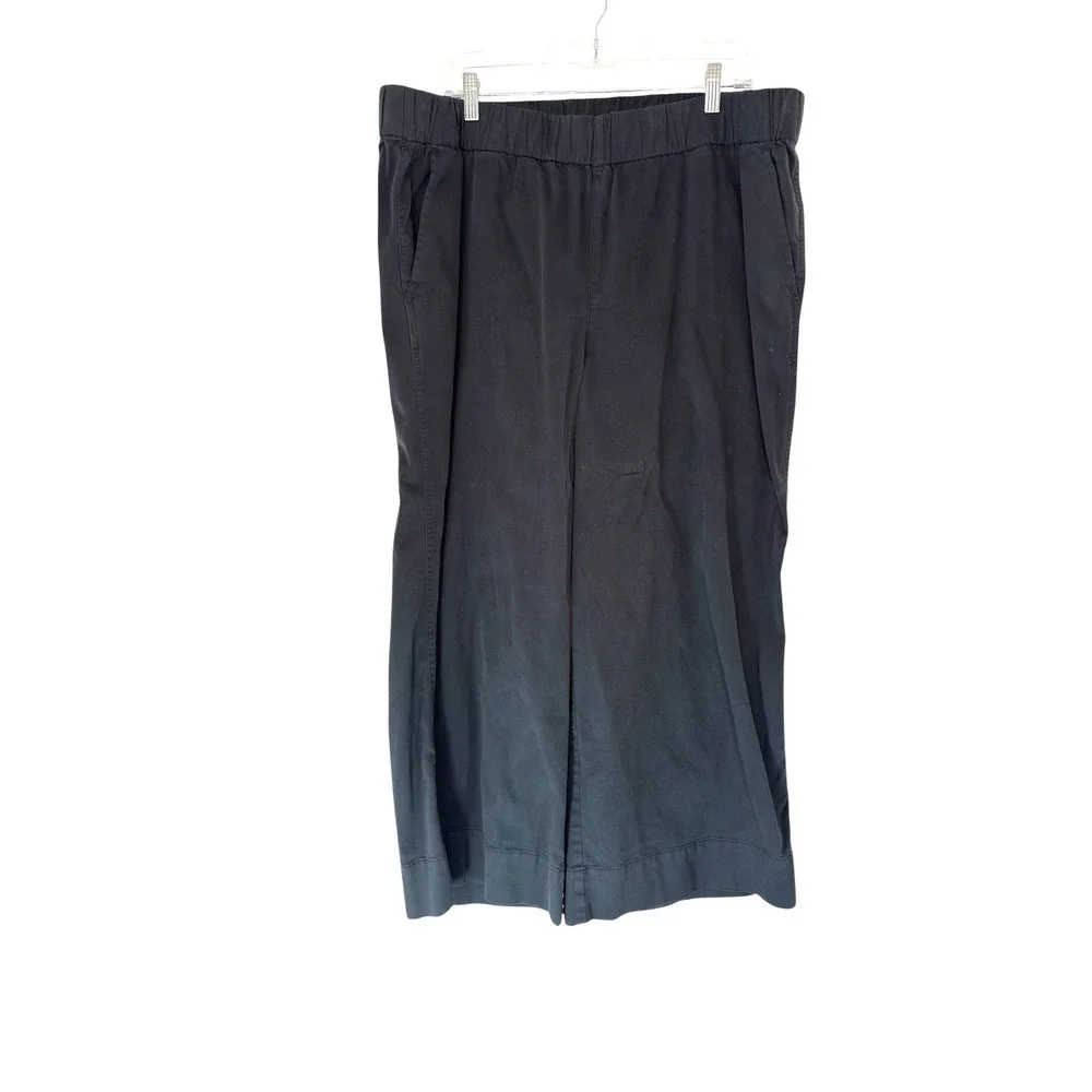 J.Crew Astrid Chino Pant Black Plus Pull On Stretch Casual Wide Leg‎ Size 2X